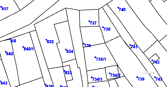 Parcela st. 736 v KÚ Týnec na Moravě, Katastrální mapa