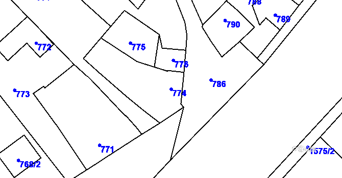 Parcela st. 774 v KÚ Týnec na Moravě, Katastrální mapa