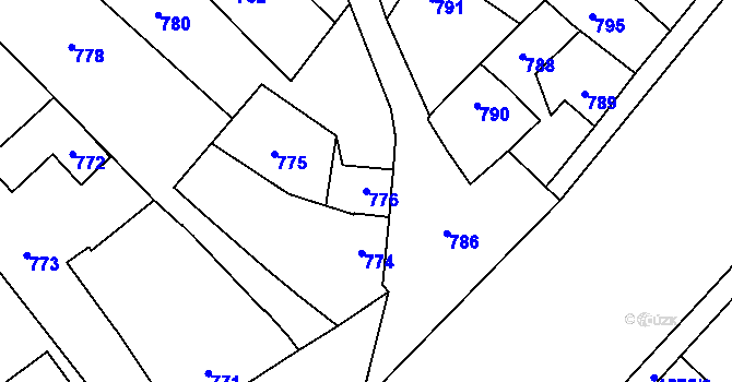 Parcela st. 776 v KÚ Týnec na Moravě, Katastrální mapa