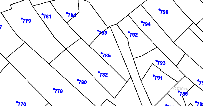 Parcela st. 785 v KÚ Týnec na Moravě, Katastrální mapa