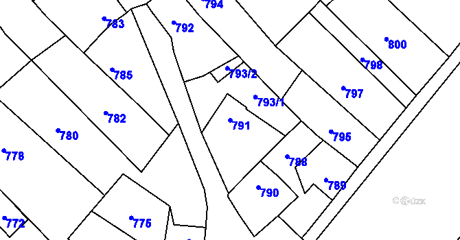 Parcela st. 791 v KÚ Týnec na Moravě, Katastrální mapa