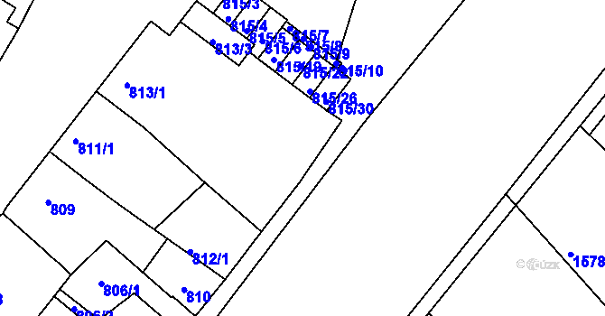 Parcela st. 815/2 v KÚ Týnec na Moravě, Katastrální mapa