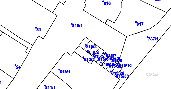 Parcela st. 815/3 v KÚ Týnec na Moravě, Katastrální mapa
