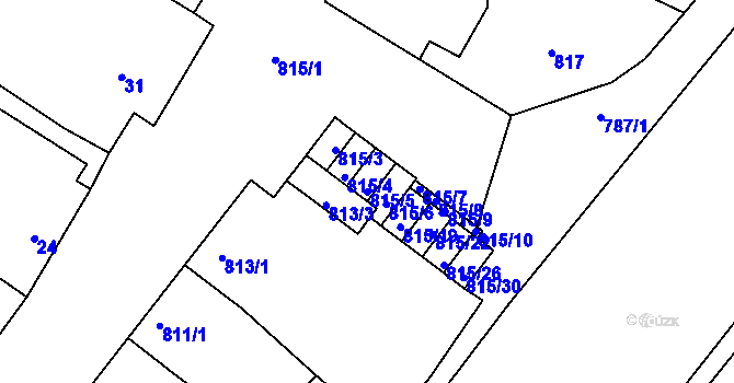 Parcela st. 815/5 v KÚ Týnec na Moravě, Katastrální mapa