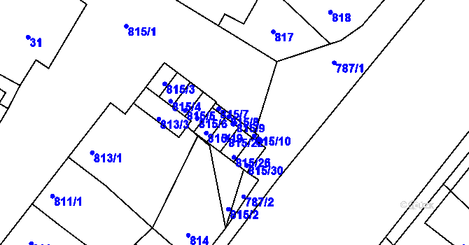 Parcela st. 815/9 v KÚ Týnec na Moravě, Katastrální mapa