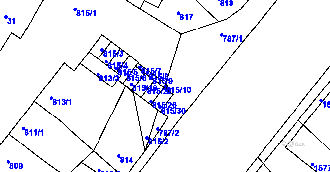 Parcela st. 815/10 v KÚ Týnec na Moravě, Katastrální mapa