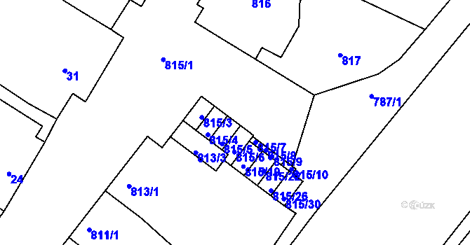 Parcela st. 815/15 v KÚ Týnec na Moravě, Katastrální mapa