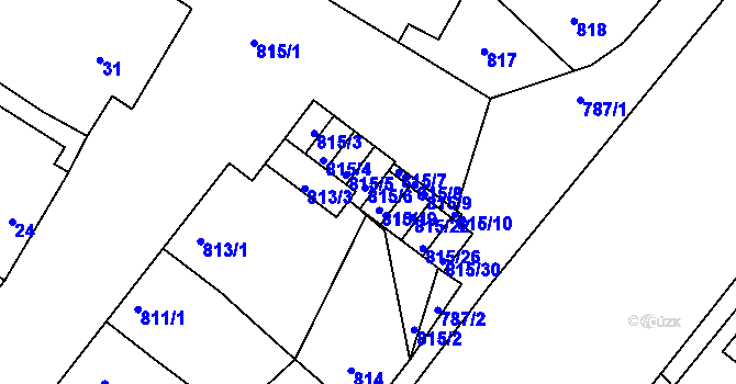 Parcela st. 815/16 v KÚ Týnec na Moravě, Katastrální mapa