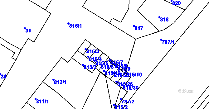 Parcela st. 815/17 v KÚ Týnec na Moravě, Katastrální mapa