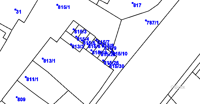 Parcela st. 815/22 v KÚ Týnec na Moravě, Katastrální mapa