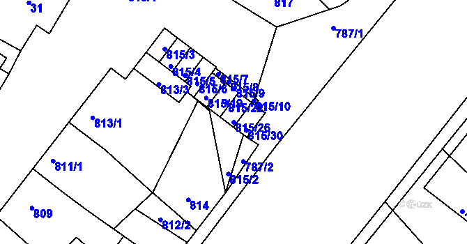 Parcela st. 815/26 v KÚ Týnec na Moravě, Katastrální mapa