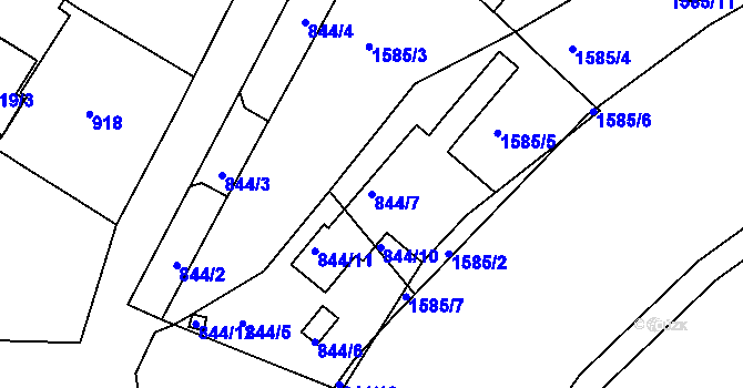 Parcela st. 844/7 v KÚ Týnec na Moravě, Katastrální mapa