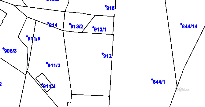 Parcela st. 912 v KÚ Týnec na Moravě, Katastrální mapa