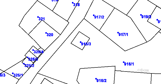 Parcela st. 916/3 v KÚ Týnec na Moravě, Katastrální mapa