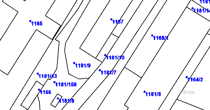 Parcela st. 1181/10 v KÚ Týnec na Moravě, Katastrální mapa