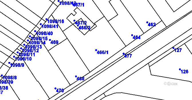Parcela st. 466/1 v KÚ Týnec na Moravě, Katastrální mapa