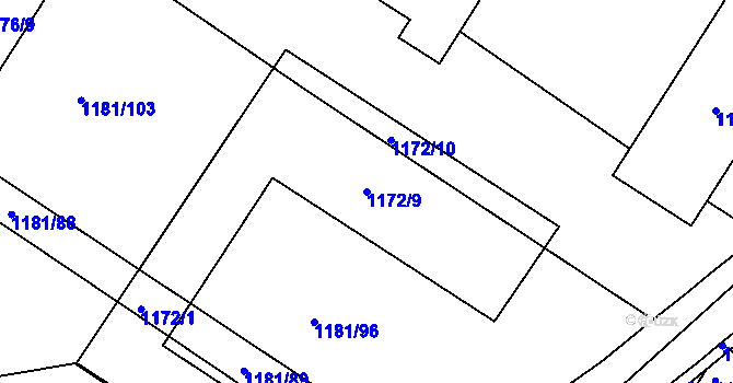 Parcela st. 1172/9 v KÚ Týnec na Moravě, Katastrální mapa