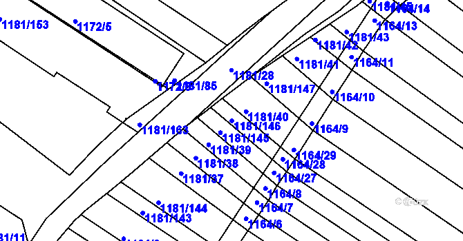 Parcela st. 1181/146 v KÚ Týnec na Moravě, Katastrální mapa