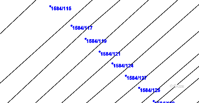 Parcela st. 1584/121 v KÚ Týnec na Moravě, Katastrální mapa