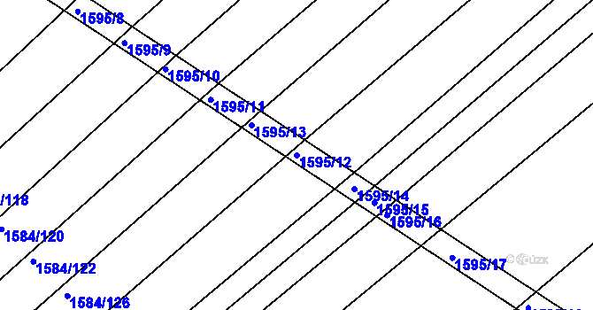 Parcela st. 1595/12 v KÚ Týnec na Moravě, Katastrální mapa