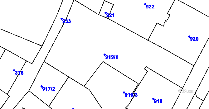 Parcela st. 919/1 v KÚ Týnec na Moravě, Katastrální mapa