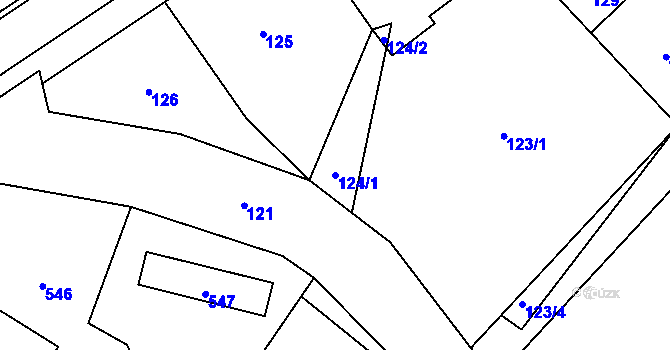 Parcela st. 124/1 v KÚ Týnec na Moravě, Katastrální mapa