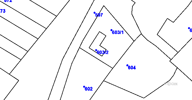 Parcela st. 603/2 v KÚ Týnec na Moravě, Katastrální mapa