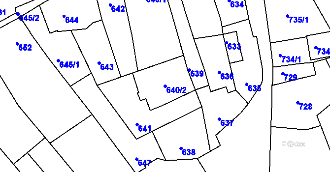 Parcela st. 640/2 v KÚ Týnec na Moravě, Katastrální mapa