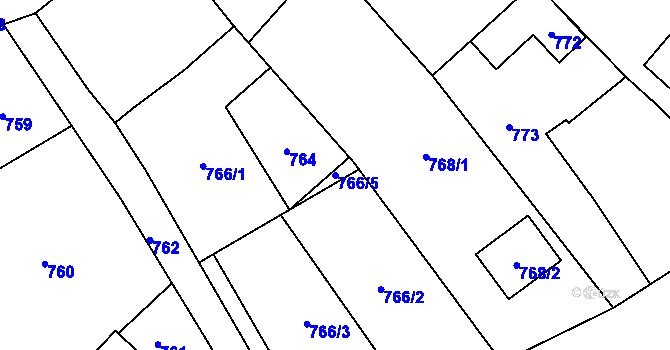 Parcela st. 766/5 v KÚ Týnec na Moravě, Katastrální mapa