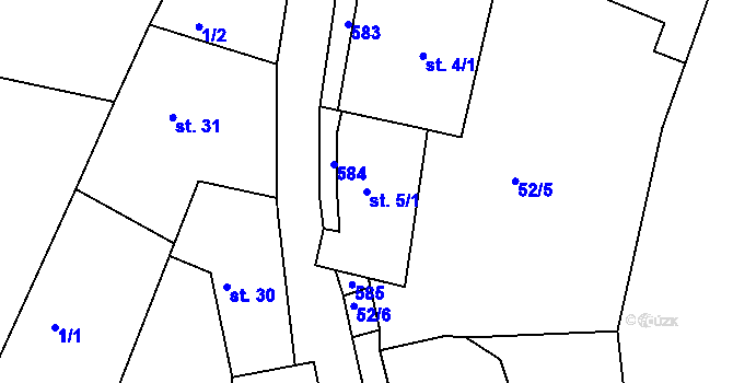 Parcela st. 5/1 v KÚ Lžovice, Katastrální mapa