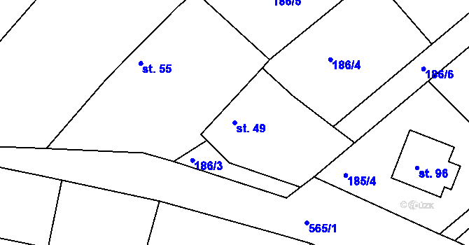 Parcela st. 49 v KÚ Lžovice, Katastrální mapa