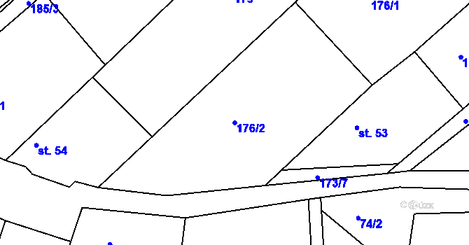 Parcela st. 176/2 v KÚ Lžovice, Katastrální mapa