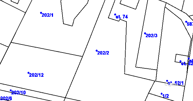Parcela st. 202/2 v KÚ Lžovice, Katastrální mapa