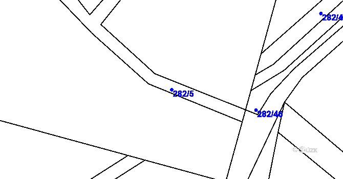 Parcela st. 282/5 v KÚ Lžovice, Katastrální mapa