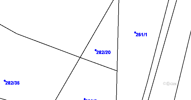 Parcela st. 282/20 v KÚ Lžovice, Katastrální mapa