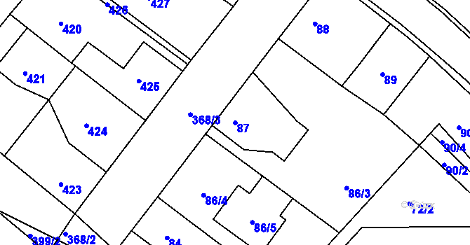 Parcela st. 87 v KÚ Týnec nad Labem, Katastrální mapa
