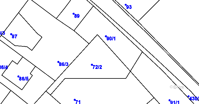 Parcela st. 90/2 v KÚ Týnec nad Labem, Katastrální mapa