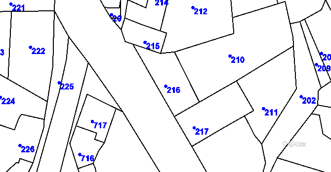 Parcela st. 216 v KÚ Týnec nad Labem, Katastrální mapa