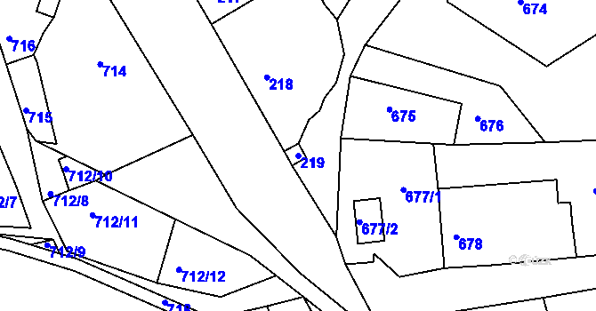 Parcela st. 219 v KÚ Týnec nad Labem, Katastrální mapa