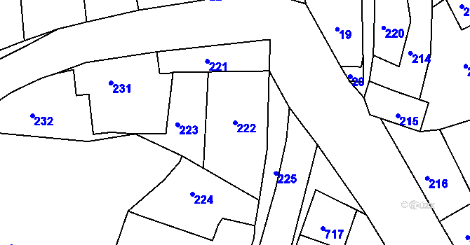 Parcela st. 222 v KÚ Týnec nad Labem, Katastrální mapa