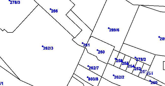Parcela st. 261 v KÚ Týnec nad Labem, Katastrální mapa