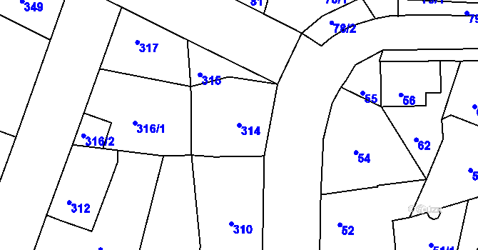 Parcela st. 314 v KÚ Týnec nad Labem, Katastrální mapa