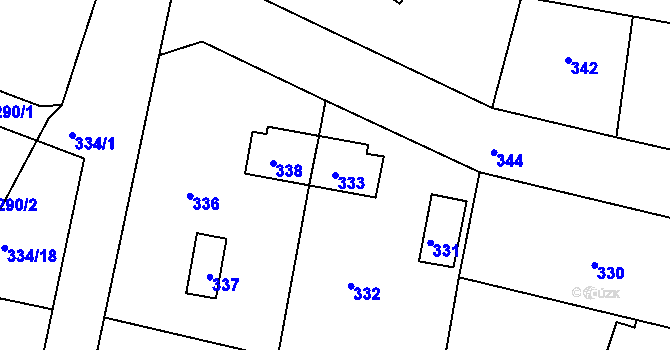 Parcela st. 333 v KÚ Týnec nad Labem, Katastrální mapa