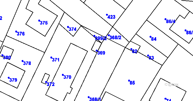 Parcela st. 369 v KÚ Týnec nad Labem, Katastrální mapa