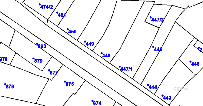 Parcela st. 448 v KÚ Týnec nad Labem, Katastrální mapa