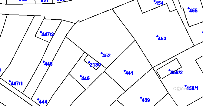 Parcela st. 452 v KÚ Týnec nad Labem, Katastrální mapa