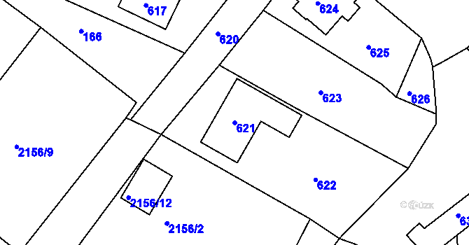 Parcela st. 621 v KÚ Týnec nad Labem, Katastrální mapa