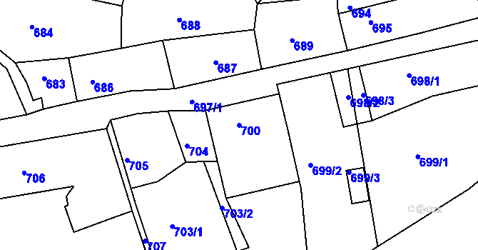 Parcela st. 700 v KÚ Týnec nad Labem, Katastrální mapa