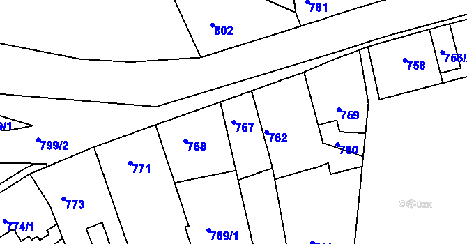 Parcela st. 767 v KÚ Týnec nad Labem, Katastrální mapa