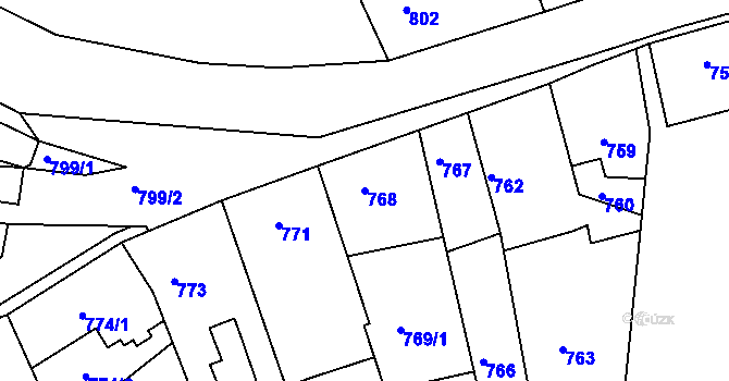 Parcela st. 768 v KÚ Týnec nad Labem, Katastrální mapa